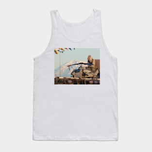 AH-1Z Huey Cobra Attack Helicopter with Mt. Rainier Tank Top